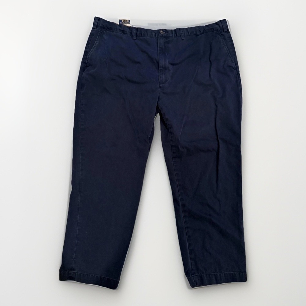 Polo Ralph Lauren Pants Mens 44x30 Blue Chino Cotton Flat Front Pockets Casual